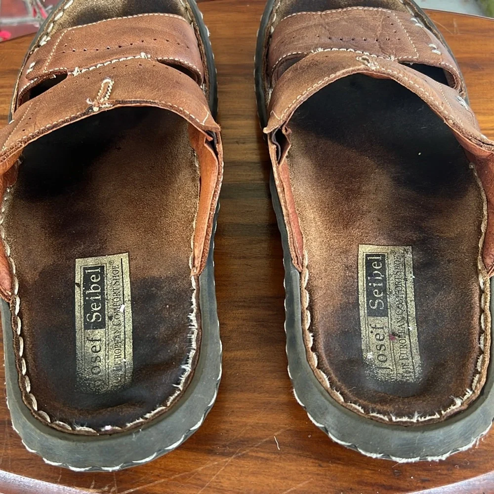 Josef Seibel Leather Slides Size 44